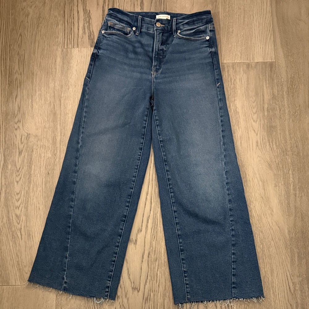 Good American Wide-Leg Blue Jeans